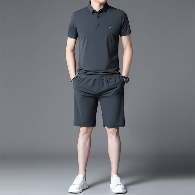 休闲宽松运动套装男士夏季薄款冰丝短袖短裤时尚百搭俩件套男潮,男装牛仔裤,电商B212（原钱塘6029）