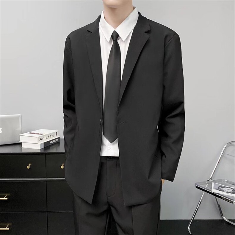 休闲西服外套男春秋韩版修身礼服商务黑色小西服Y73无装饰，男装西服，星座1116A-2（原606A-1）