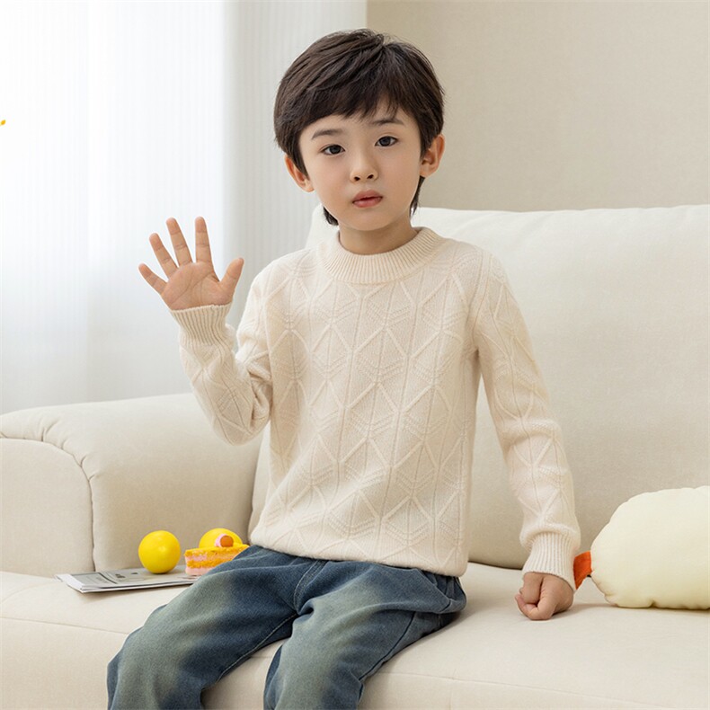 时尚百搭儿童羊毛衫男女童通用简约圆领设计舒适保暖春秋冬,童装儿童羊毛衫,冰晶童装