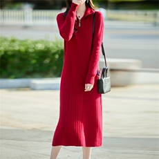 2025百搭时尚简约翻领长款羊毛衫，女装羊毛衫，哲奥羊绒