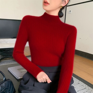 2025年秋季新款百搭女士七针半高领一线套头衫图片