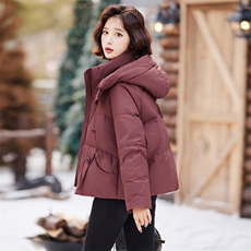 【现货】安哥拉红色短款2024新款小个子立领显瘦加厚白鸭绒羽绒服，女装羽绒服，仁梯