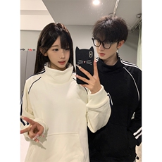 抖音得物高品质二开25秋冬美式高街重磅结构织带高领立领卫衣W66，男装卫衣，电商A486