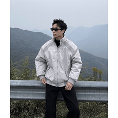 高品质春装新款老钱风美式高街解构立领棒球服飞行夹克潮休闲外套，男装夹克，电商A486