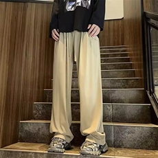 休闲长裤男款春季潮流百搭抽绳垂感直筒裤宽松运动裤子K4984-P28，男装休闲裤，星座412-2