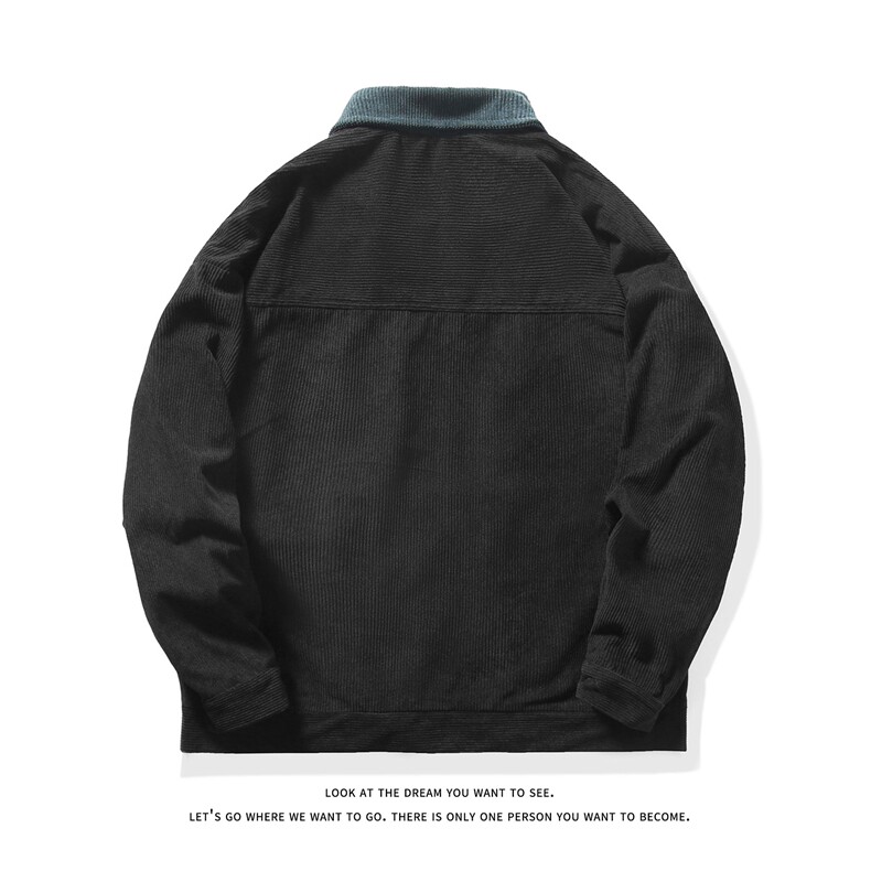 潮流休闲大码宽松情侣灯芯绒平绒拼色夹克J7198-P47【特价】,男装夹克,电商A007