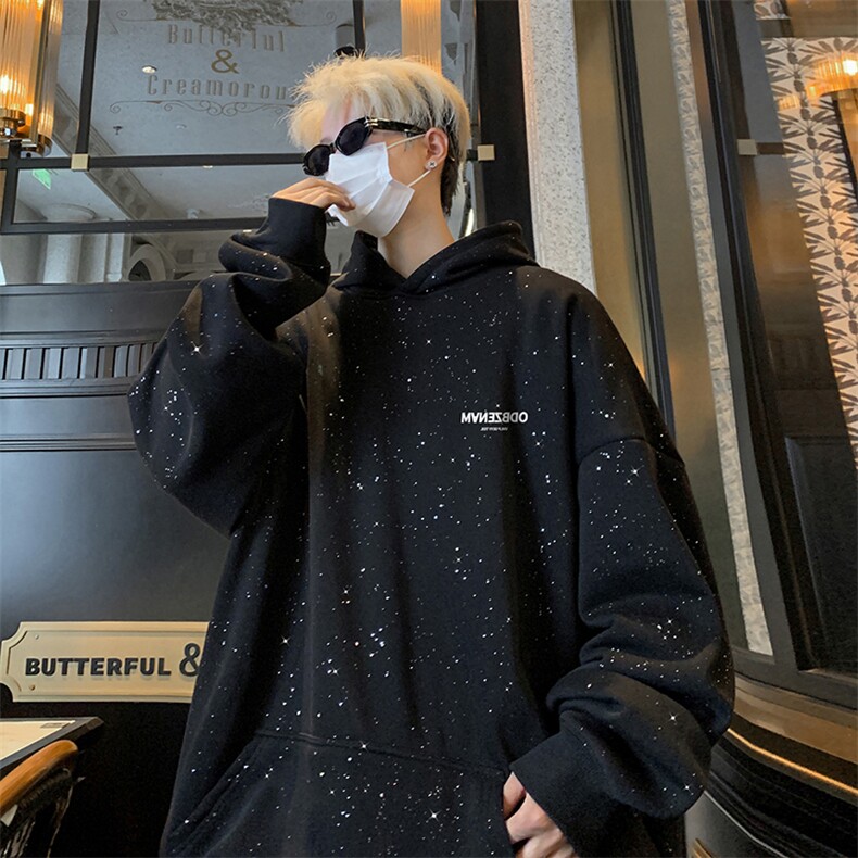抖音得物高品质重磅全棉二开支持退换360克满天星连帽卫衣1004,男装卫衣,电商A486