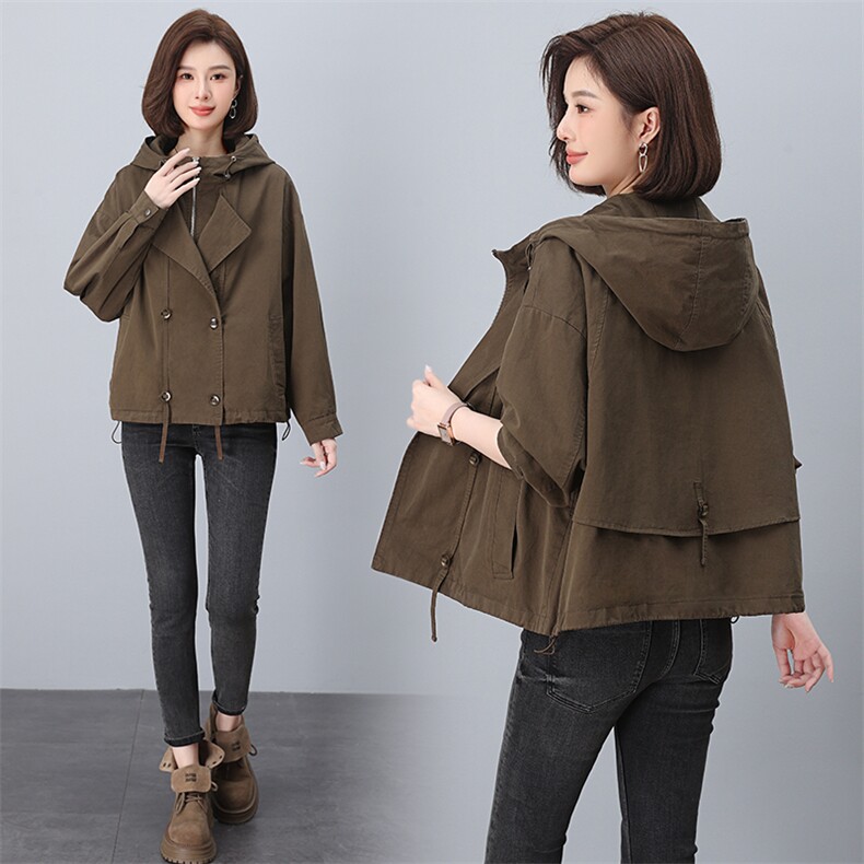 安可拉红短款外套女2025新款春秋小个子宽松休闲韩系百搭夹克上衣，女装派克服，韩派