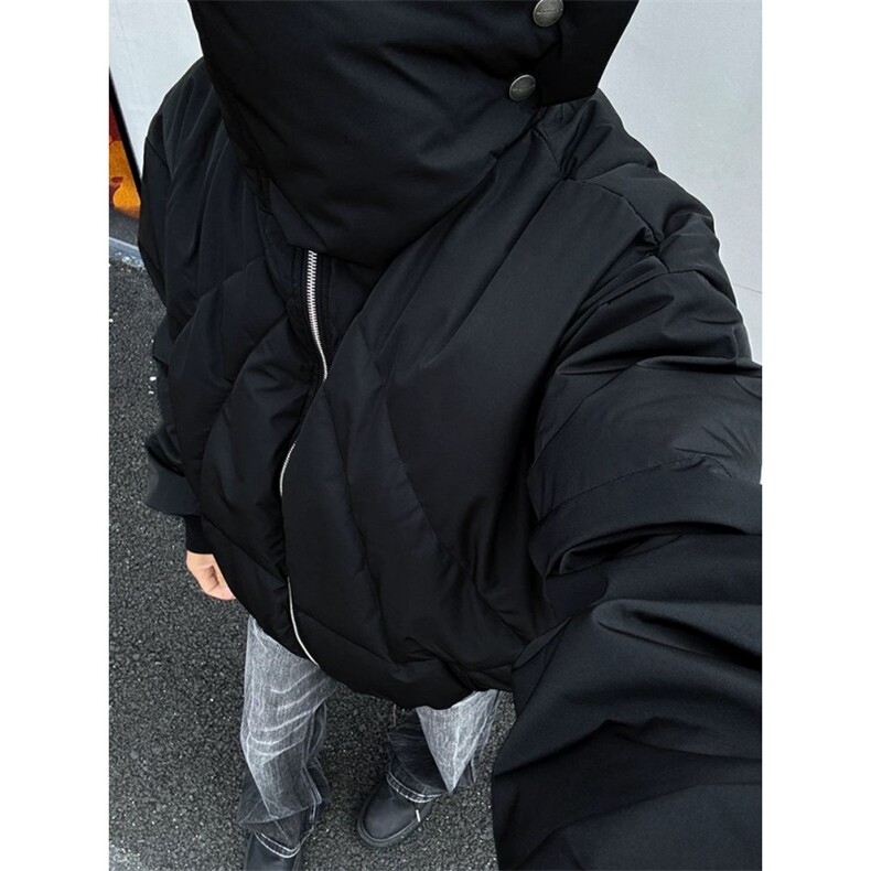 【现货】黑色连帽口罩棉服自制,男装棉衣,星座910A