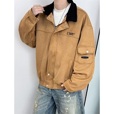 撞色翻领工装夹克男秋季美式复古外套设计感宽松上衣LJ2377-p74，男装夹克，星座1008