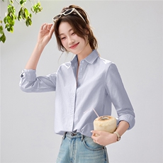 2026春夏新款粉色条纹衬衫女宽松显瘦百搭长袖衬衣叠穿内搭通勤，女装衬衫，艾米