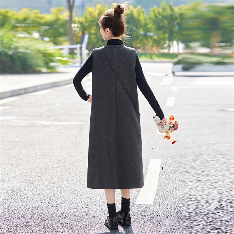 2025年春季新款高级感气质女神范轻奢无袖长裙文艺范背心连衣裙女,女装套装/套裙,朵莱米