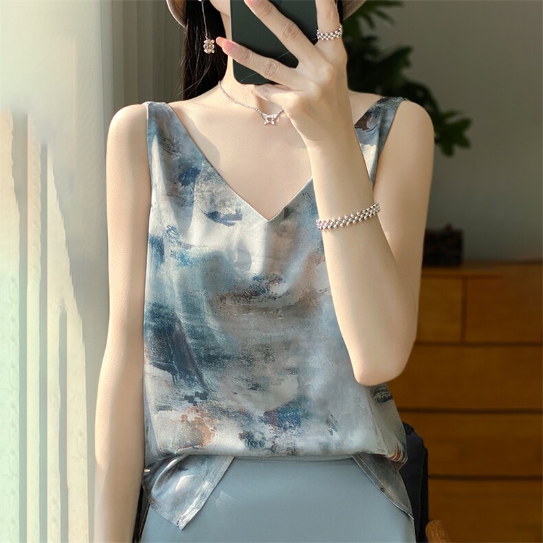 显瘦V领外穿吊带背心女夏内搭打底短款上衣,女装背心吊带,绒宛羊绒