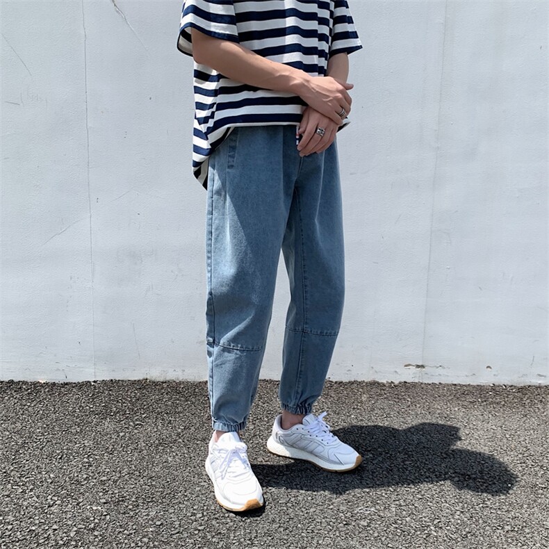 2020潮流秋季款宽松浅色休闲九分裤束脚哈伦牛仔裤潮牌K901P38，男装牛仔裤，星座410-6（原星座1304-1）