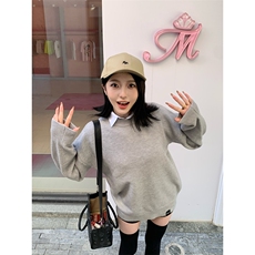 重磅秋冬男女纯色打底针织衫圆领套头半高领毛衣美式复古休闲上衣，男装T恤，电商A443