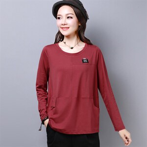简约舒适时尚潮流T恤气质2021年春季长袖宽松圆领,女装T恤,丽影随形