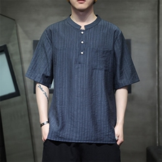 高品质新中式风潮T恤短袖民族服饰刺绣时尚天丝T2417-P65，男装T恤，电商A227