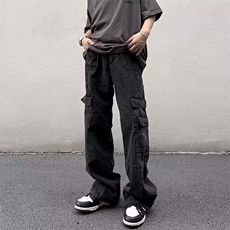 工装裤男宽松型ins时尚潮牌纯色休闲裤潮流长N5076P48，男装休闲裤，星座1116-2
