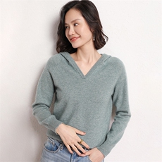 时尚潮流通勤简约百搭秋冬新款女士连帽羊绒衫保暖舒适，女装羊绒衫，艾米娇羊绒