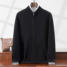 空气层加厚山羊绒开衫男士2025秋冬新款商务休闲拉链针织毛衣外套，男装针织衫/毛衣，星纬羊绒