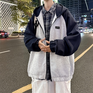 A826-P55 春秋季潮牌宽松休闲开衫卫衣美式复古连帽夹克外套男图片
