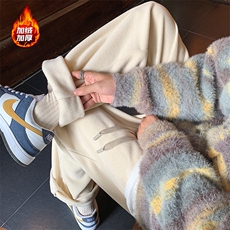 加绒休闲长裤D2245-TP45控价68港风冬季青少年男保暖加厚直筒裤，男装休闲裤，电商A102-1