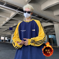 抖音得物供货提供视频秋冬重磅美式宽松织带圆领卫衣07155，男装卫衣，电商A486