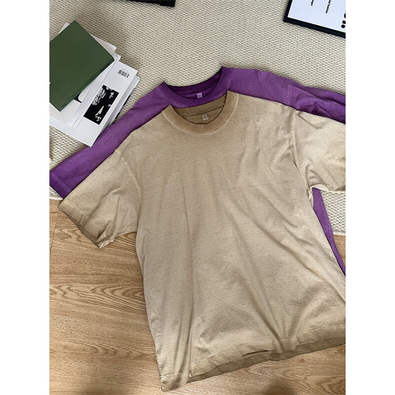 260G重磅纯棉短袖t恤男士夏季复古水洗做旧TX95-P35,男装T恤,星座301C-5