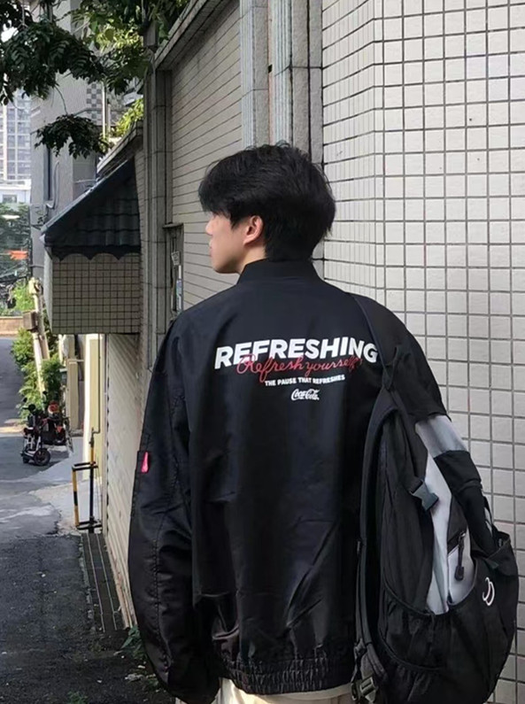 美式飞行夹克男春秋季字母印花宽松百搭高街外套潮 JW716图片