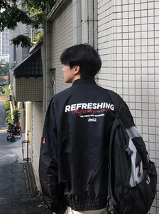 美式飞行夹克男春秋季字母印花宽松百搭高街外套潮 JW716图片