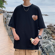 1港风爱心印花休闲情侣日系潮大码M-5XL短袖T恤男DT7637P30控45，男装T恤，星座226-2