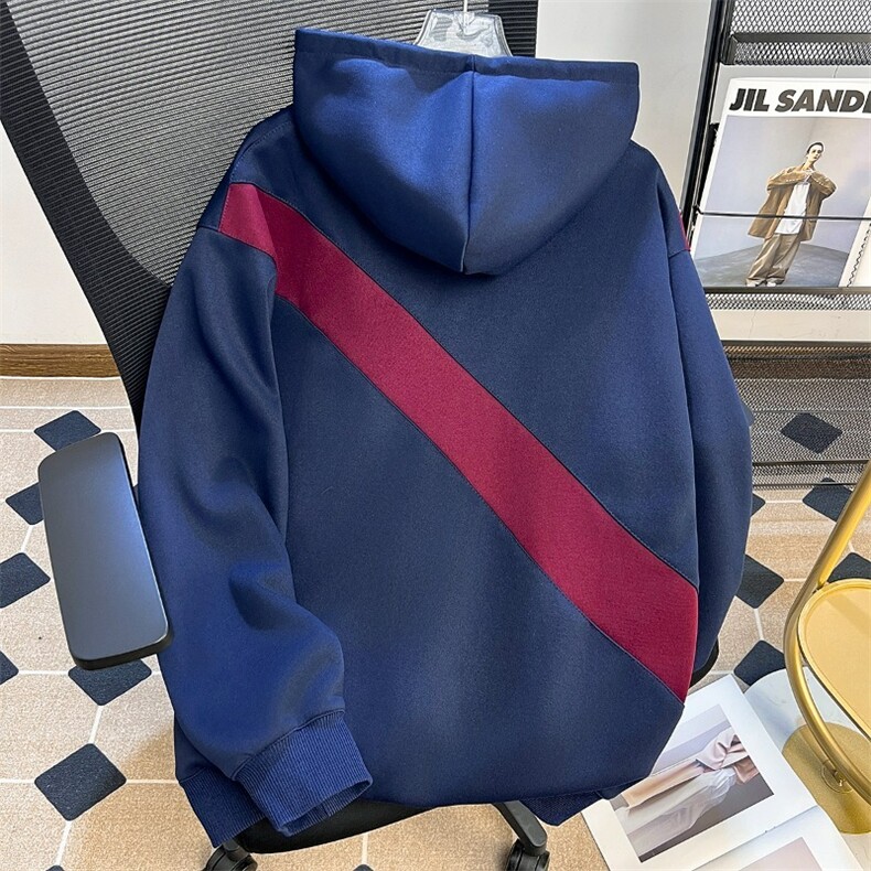 694-P54美式重磅解构连帽卫衣秋冬潮牌设计拼接宽松高街开衫,男装卫衣,电商B323A