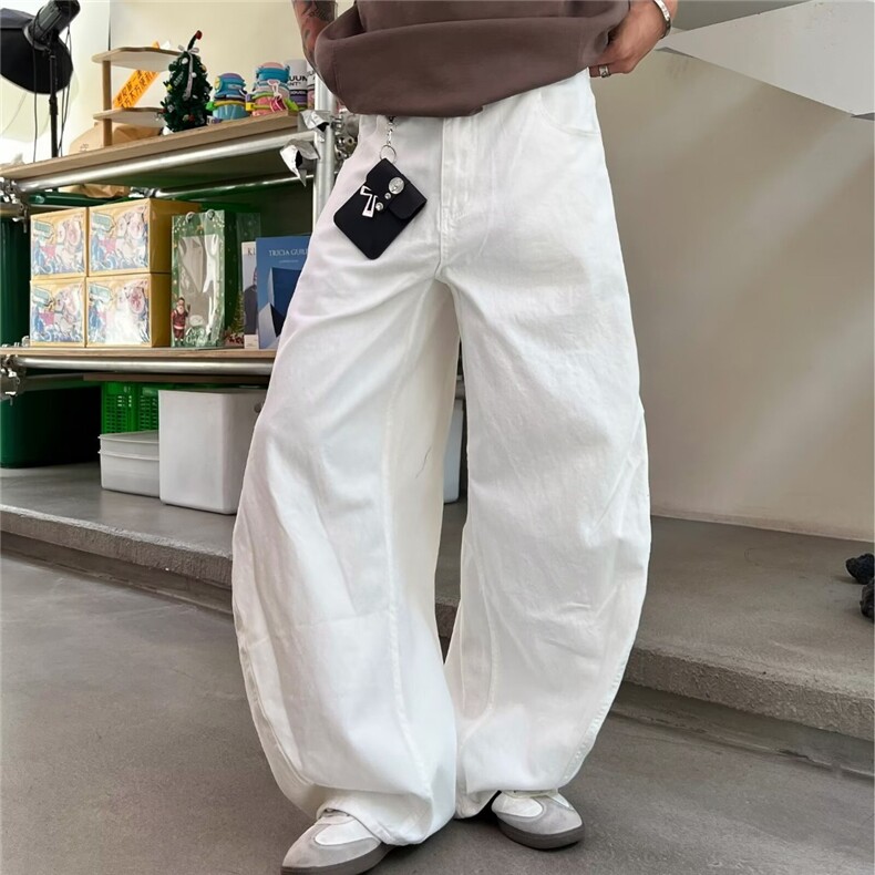 美式休闲纯色简约牛仔裤男春季宽松阔腿青年百搭直筒男裤,男装牛仔裤,星座506A