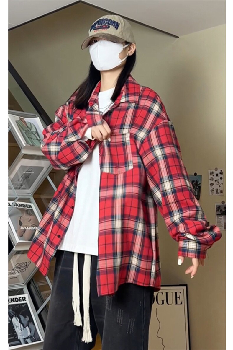格子加绒加厚长袖外套宽松休闲衬衫男女C2208-特P28/CJ9740-特P40,男装衬衫,电商A007