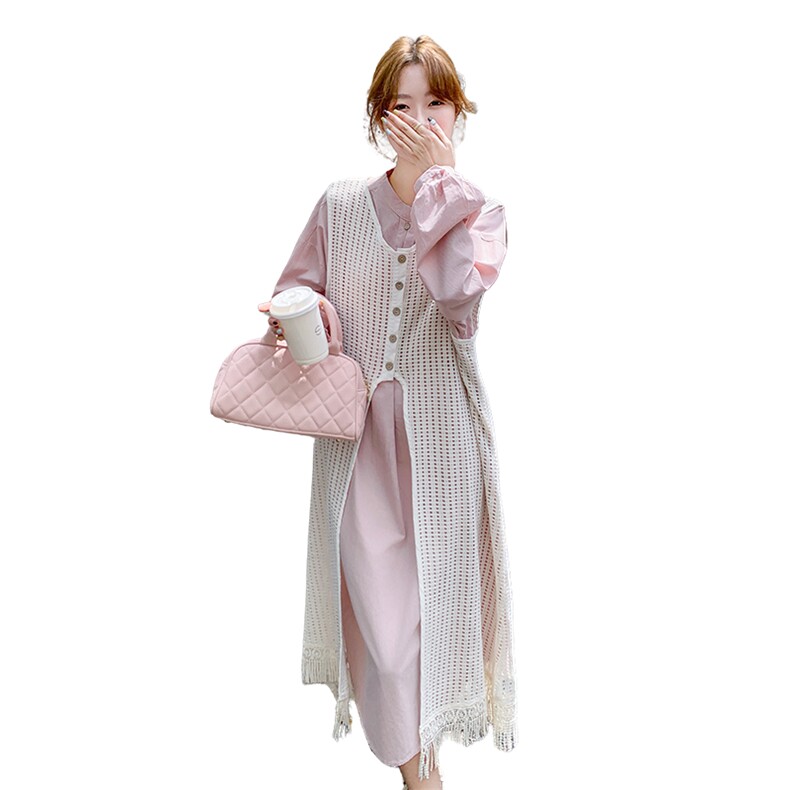 2026春装宽松粉色裙+蕾丝罩衫两件套2C090-1270-P155-K228,女装套装/套裙,2C090