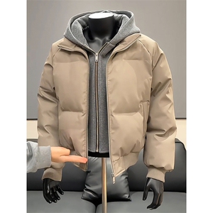 现货高品质重磅工艺美式高街假两件PU皮棉衣男女加厚棉服外套图片