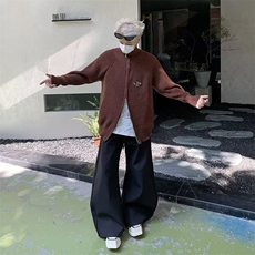秋冬潮流极简高极感重磅粗棒针坑条纹理双向拉链翻领毛衣开衫外套，男装针织衫/毛衣，星座410-6（原星座1304-1）