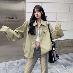 美式复古港风chic外套女2025早春PU皮衣夹克韩系高级感上衣ins潮图片