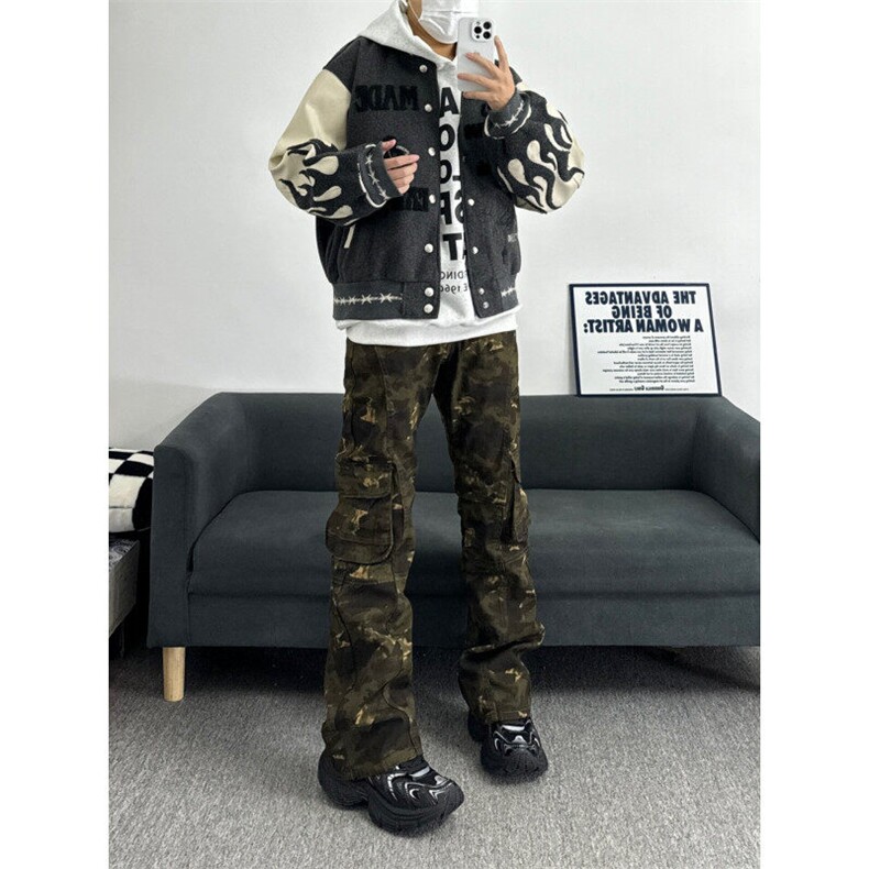 【有货】X806CC-特P55美式迷彩多口袋工装裤男直筒微喇裤子,男装牛仔裤,星座1007（原301D）