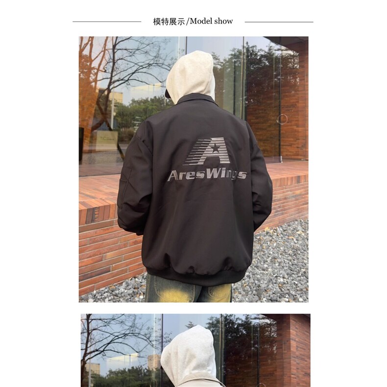 美式复古飞行服夹克男女同款秋冬季宽松机车棒球棉服情侣工装外套,男装夹克,星座218-1（原230）