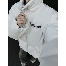男装2026冬装宽松绣花PU皮棉衣港风大码棉服面包服外套S367-P128，男装棉衣，电商A233-1