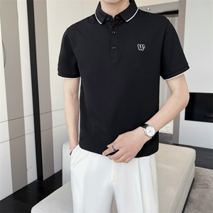 2023轻熟店主风夏季简约休闲刺绣POLO衫男翻领短袖T恤T2312-P45图片