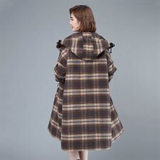 2020冬季新款休闲宽松格子呢大衣优雅保暖舒适毛呢外套，女装毛呢外套，叶笙衣