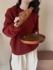秋冬新款女圆领外搭纯色韩版毛衣外套显瘦羊毛衫，女装羊毛衫，冀清阳荣