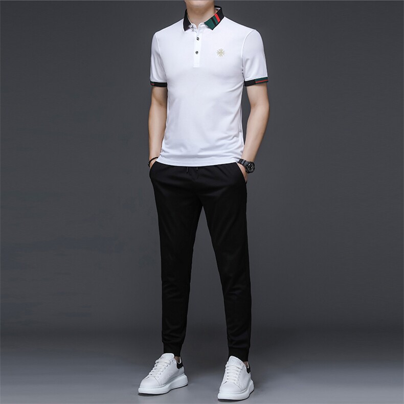 新款爸爸装夏季套装冰丝速干休闲运动T恤中老年长裤衣服男夏装,男装休闲套装,电商B212（原钱塘6029）