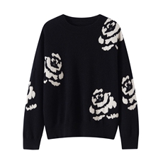 2025年秋季新款百搭女士牡丹花提花圆领圆领羊绒衫,女装羊绒衫,品秋羊绒,清河羊绒市场 2025年秋季新款百搭女士牡丹花提花圆领圆领羊绒衫,女装羊绒衫,品秋羊绒,清河羊绒市场