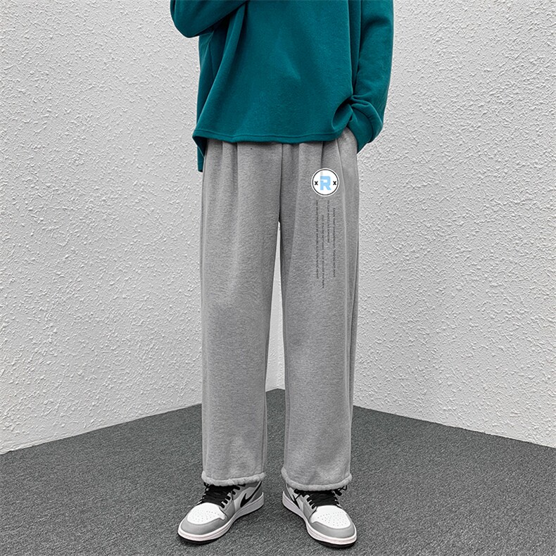 K13168-P35加绒-P45可束脚加厚加绒运动裤男大码宽松直筒卫裤男,男装休闲裤,电商A040