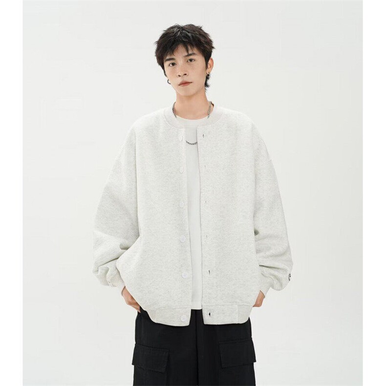 W9346-P50 网图现货 新款美式重磅开衫卫衣潮牌棒球服运动外套图片