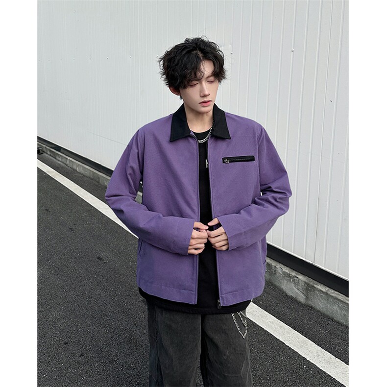8XL-M春季水洗帆布短款夹克男生vintage美式复古工装外套JK003P98,男装夹克,电商B312