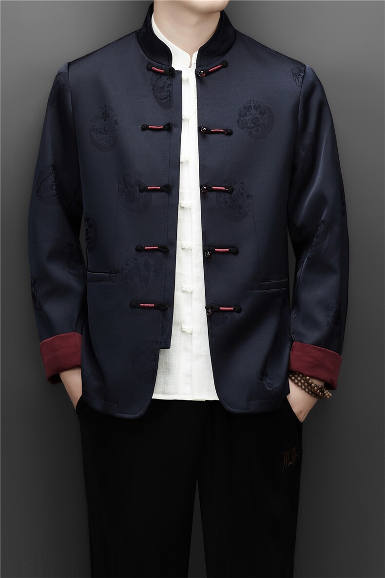 MJ573C四季新款男式新中式风男高端复古唐装三件套装,男装休闲套装,电商B360A（原721A）